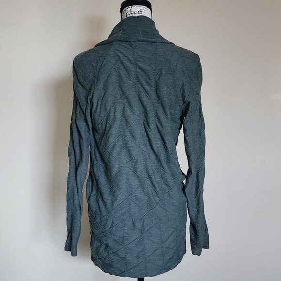 Silence + Noise Draped Open Front Diamond Textured Pattern Lightweight Cardigan - Picture 4 of 5